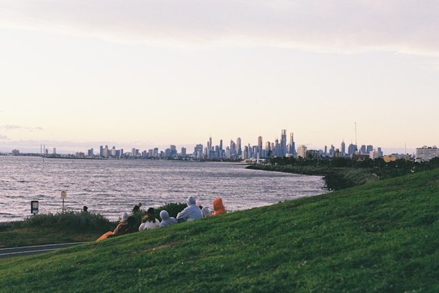 People connecting at a community sustainability gathering